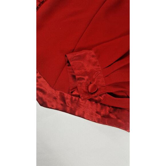 Vntg Chaus Woman Plus Size 20 Red Button Front Top Blouse Satin Trim - Picture 4 of 5